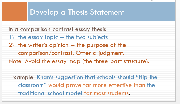 thesis statement for comparison essay